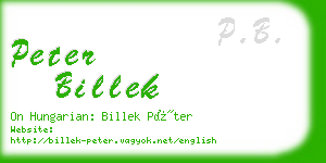 peter billek business card